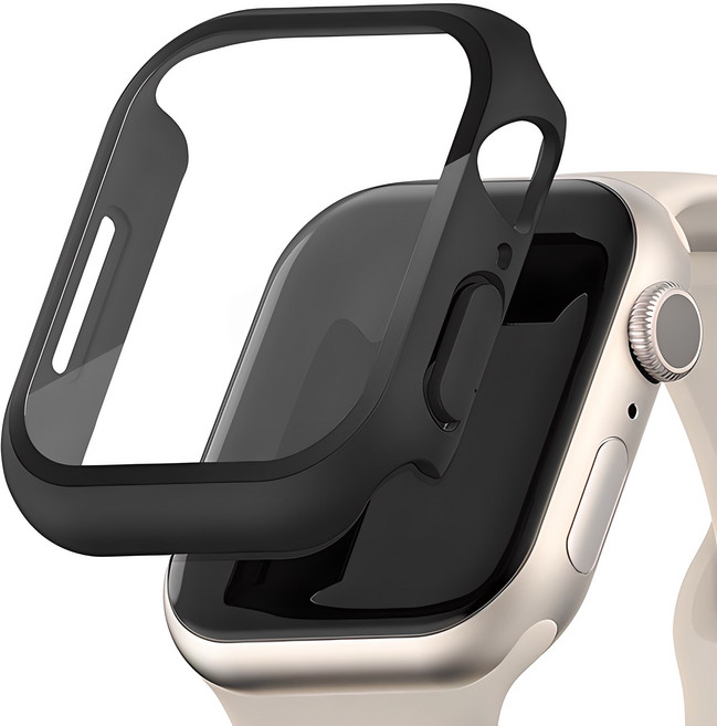 신지모루 9H 풀커버 일체형 SF코팅 애플워치 케이스, 블랙, 1개