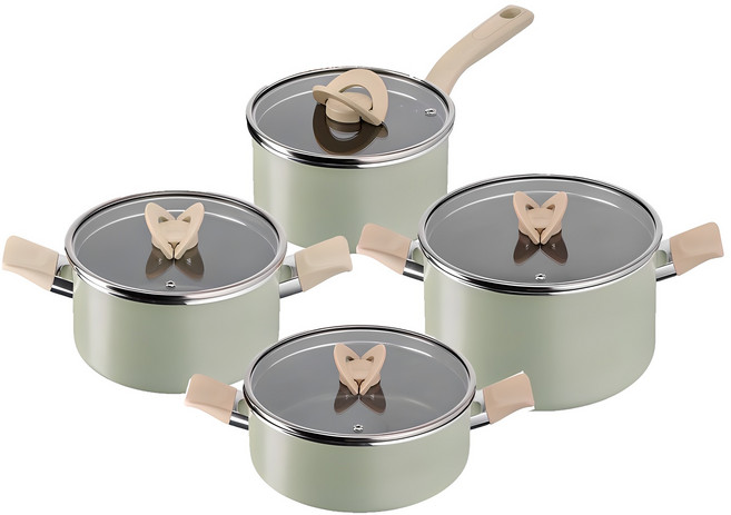 테팔 인덕션 티타늄 블라썸 냄비 세트 4개, 민트, 양수냄비 20cm + 편수냄비 18cm + 양수냄비 24cm + 전골냄비 24cm, 1세트