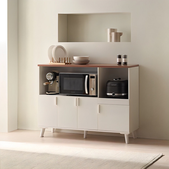 삼익가구 홈스 와이드 주방 수납장 렌지대 방문설치, 화이트 + 오크, 2단