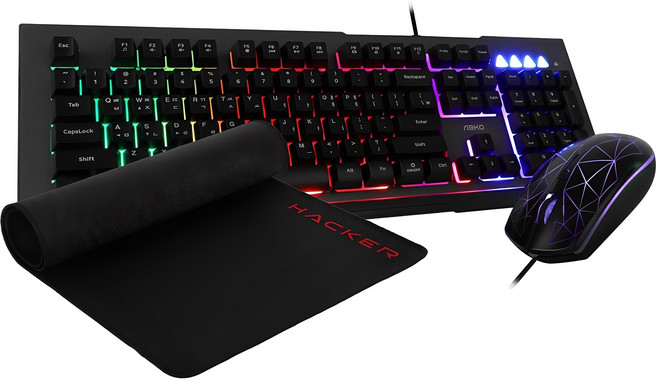 ABKO 電競鍵盤 + 滑鼠 + 長桌墊組合, KM700, 金屬灰, 一般型