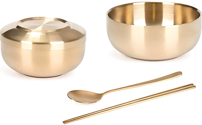 키친아트 금상첨화 티타늄 이중 합식기세트 3p 12139, 골드, 이중 합식기 + 이중 국대접 중 + 수저, 1세트