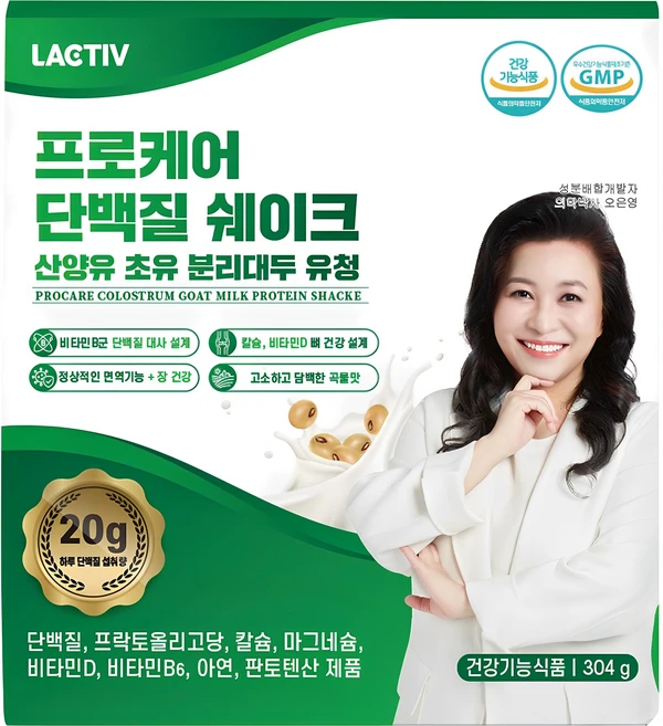 락티브 프로케어 단백질 쉐이크 산양유 초유 분리대두 유청, 304g, 1개 - 쿠팡