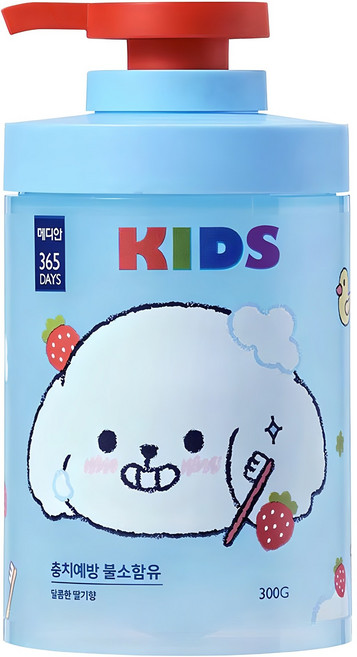 메디안 365 데이즈 충치불소 어린이 펌핑치약 레드베리민트향, 300g, 1개