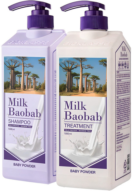 비오클라쎄 밀크바오밥 베이비파우더 샴푸 1000ml + 트리트먼트 1000ml, 1세트