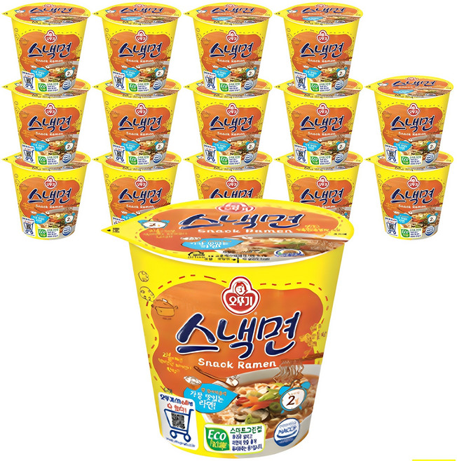 오뚜기 스낵면 컵라면 62g, 15개