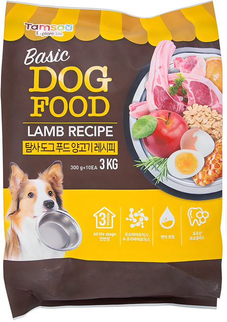 탐사 6free 강아지 사료 양고기 레시피, 3kg, 1개, 양