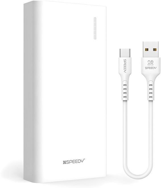 스피디 슬림 핏 보조배터리 20000mAh + C타입 케이블 세트, SPE-B2PA20CPQ(C타입), 화이트