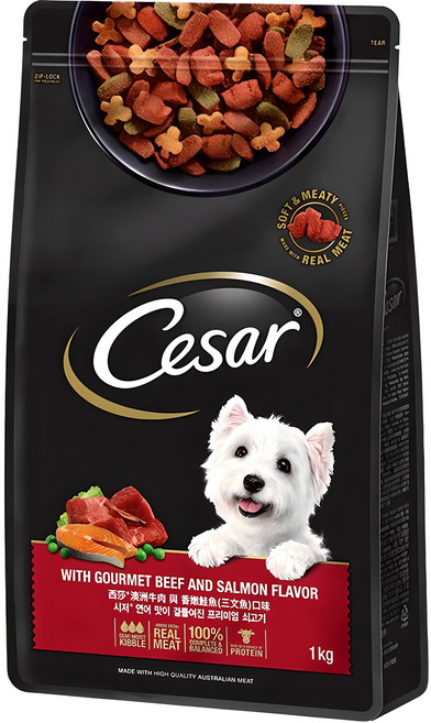 시저 어덜트 강아지 건식사료, 소, 1kg, 1개