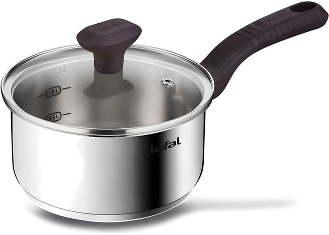 테팔 인덕션 스테인리스 스틸 테이스티쿡 편수냄비, 16cm, 스틸 + 매트브라운, 1개