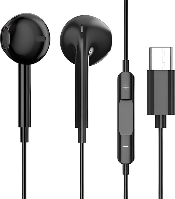 프라임큐 C타입 오픈형 유선 이어폰, PR-ER100, 블랙