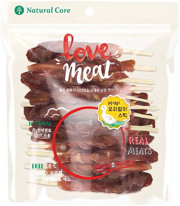 네츄럴코어 강아지 러브미트 미니 스틱 간식, 오리고기맛, 160g, 1개
