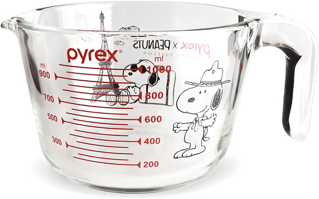 파이렉스 스누피 내열유리 계량컵, 혼합색상, 1L, 1개