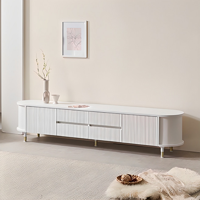 파로마 클래시 템바보드 서랍도어 거실장 방문설치, 화이트