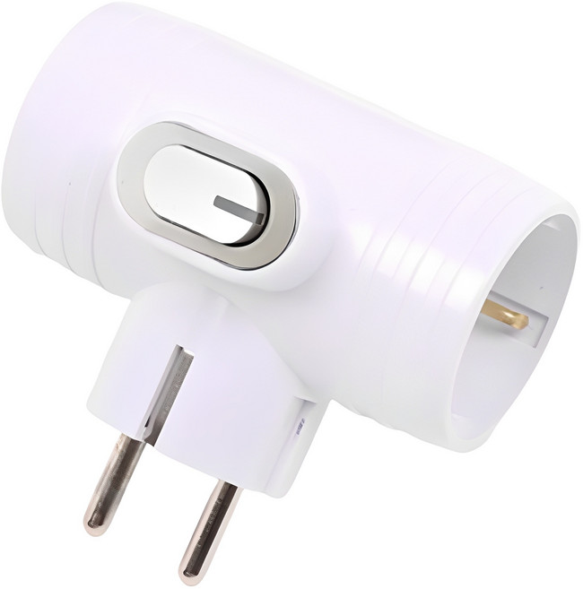 에코파워탭 T자 LED 스위치 멀티탭 3구 EPM-403TS, 8.5cm, 화이트, 1개