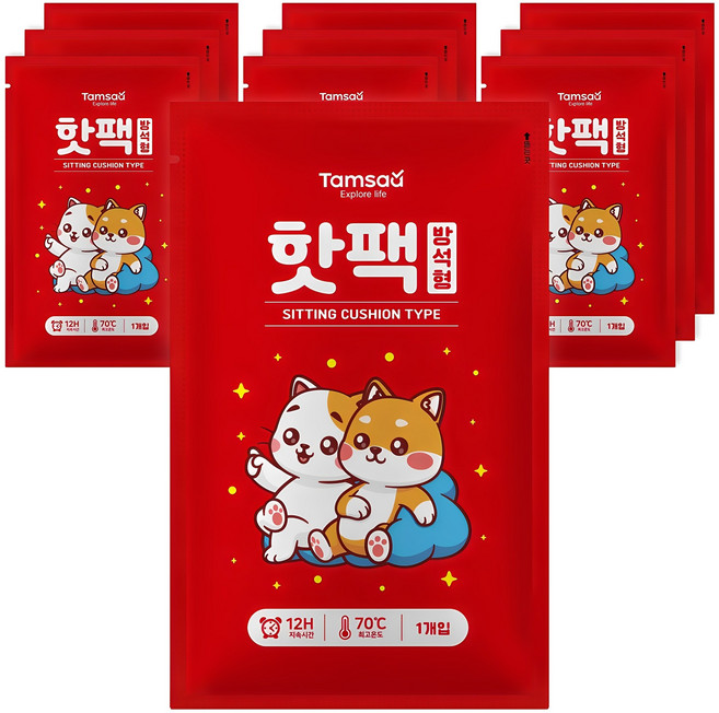 탐사 방석형 핫팩 400g, 10개