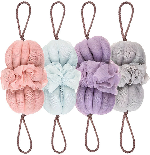 코멧 홈 롱 샤워볼 4종, 핑크, 라이트블루, 퍼플, 그레이, 4개입, 1세트