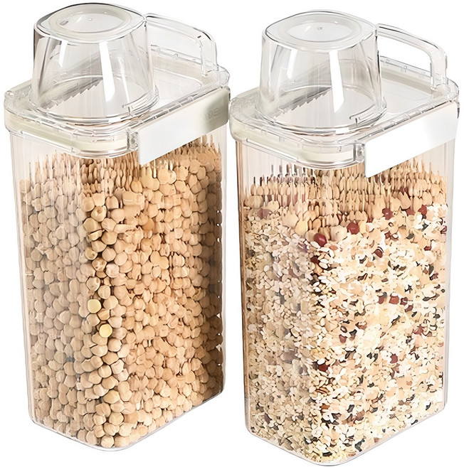 달팽이리빙 퀴진드마망 밀폐 잡곡통 1800ml, 투명, 2개