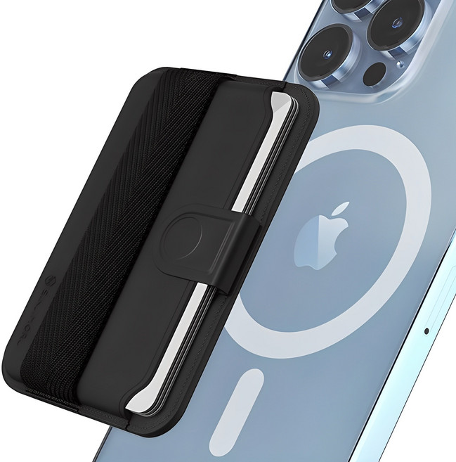 신지모루 맥세이프 M 풀탭 밴드 휴대폰 케이스 카드 지갑, 블랙, 1개