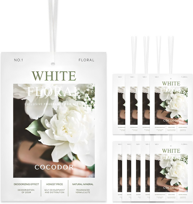 코코도르 퍼퓸 샤쉐 옷장 방향제 본품 M, 10g, 10개, 화이트플로랄