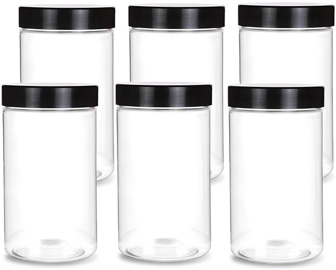 미르코리아 팜스원형 밀폐용기 블랙, 6개, 700ml