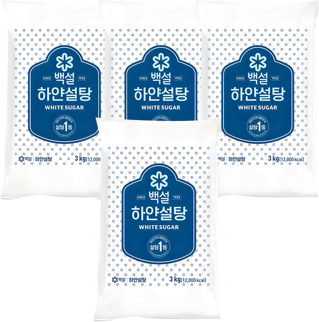 백설 하얀설탕, 3kg, 4개