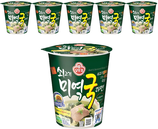 오뚜기 쇠고기미역국라면 컵 60g, 6개