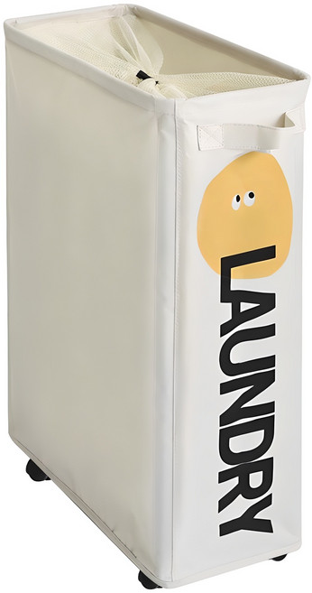 네이쳐리빙 더길어진 반전매력 이동식 슬림 틈새 빨래바구니, 베이지