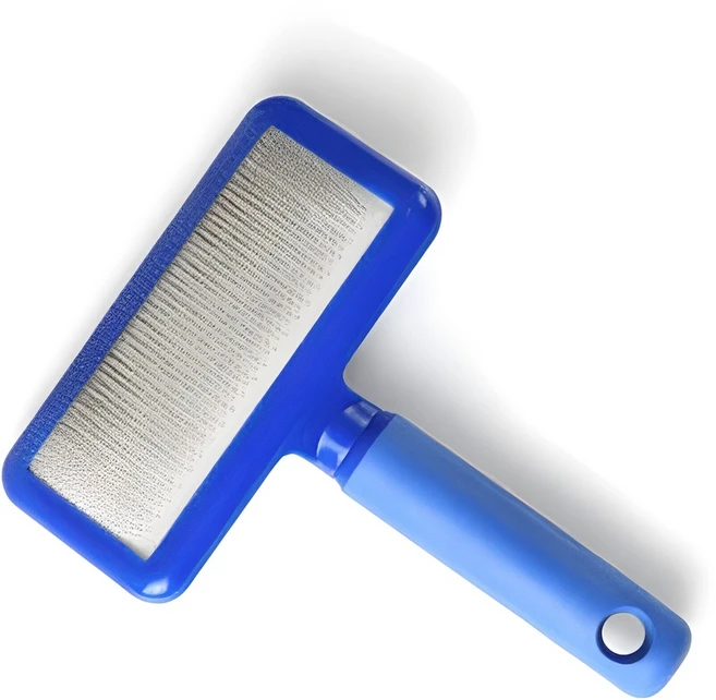 플러쉬퍼피 반려동물 슬리커 소프트 브러쉬 12 x 15.8 cm, 블루, 1개 - 쿠팡