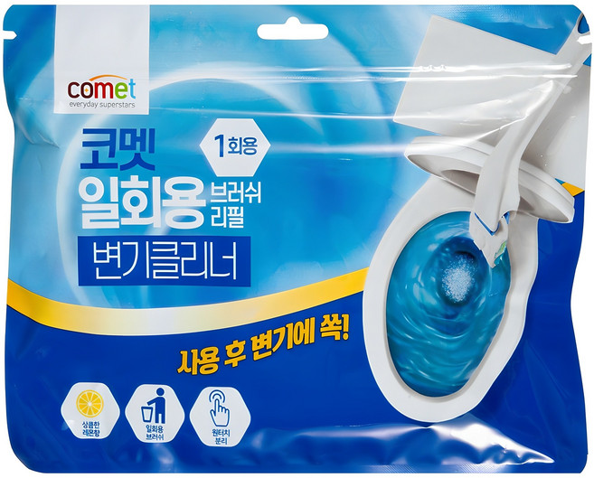 코멧 일회용 변기 클리너 브러쉬 리필 24입, 1세트