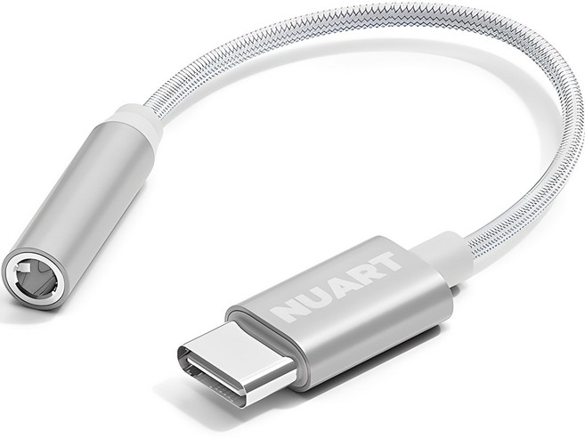 누아트 고해상도 C타입 3.5mm 이어폰 변환 젠더, 12.3cm, 실버, 1개