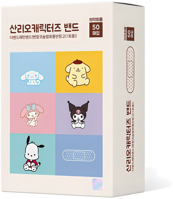 아텍스 산리오캐릭터즈 더밴드패턴밴드 5종, 50매입, 1개