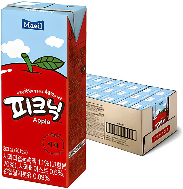 매일유업 피크닉 사과, 200ml, 24개