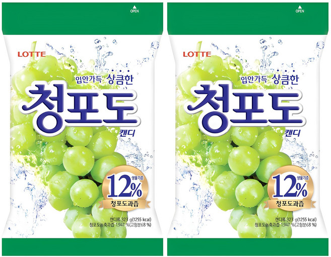 롯데웰푸드 청포도 캔디, 323g, 2개