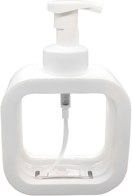 투명 사각 대용량 디스펜서 거품형 500ml, 화이트, 1개