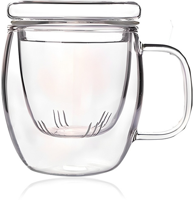인블룸 T 내열유리 차 거름망 머그컵 500ml + 뚜껑, 1개