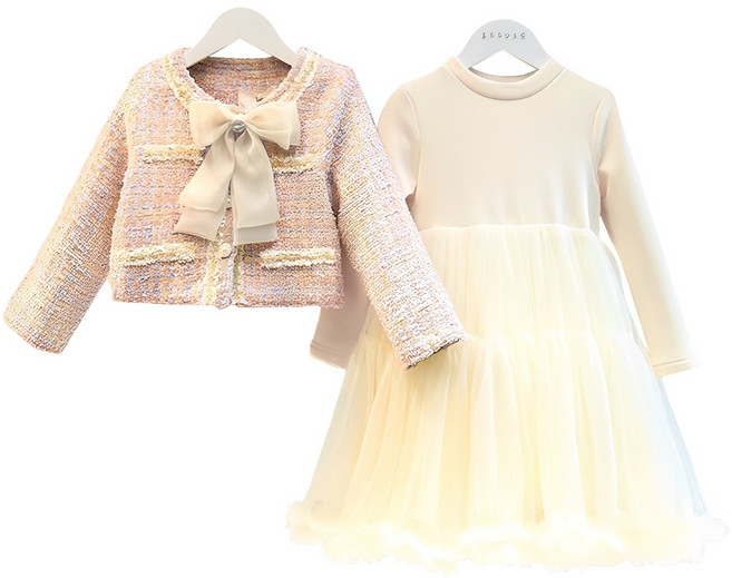 미소파파 여아용 로망스 트위드 자켓 + 원피스 세트