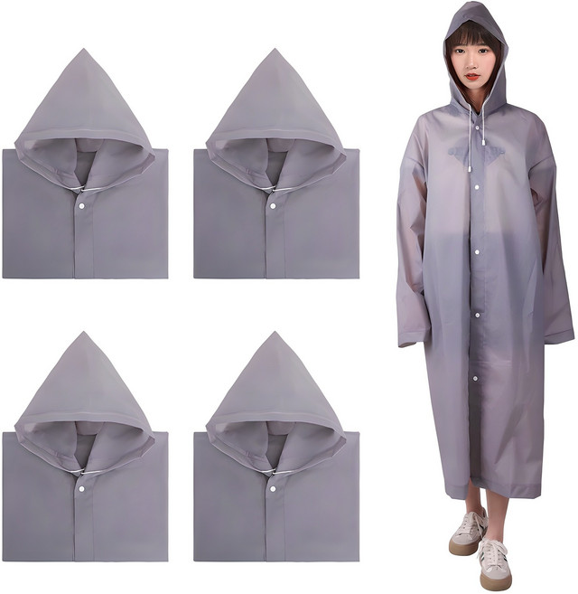 베이스알파에센셜 고급 EVA 다회용 레인코트 4개입