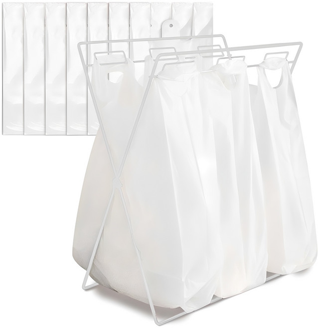 마켓플랜 접이식 분리수거대 + 봉투 20L 10p, 화이트