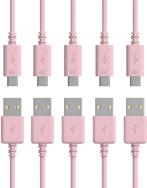 밸류엠 삼성호환 C타입 고속충전 케이블, 베이비핑크, 1.5m, 5개