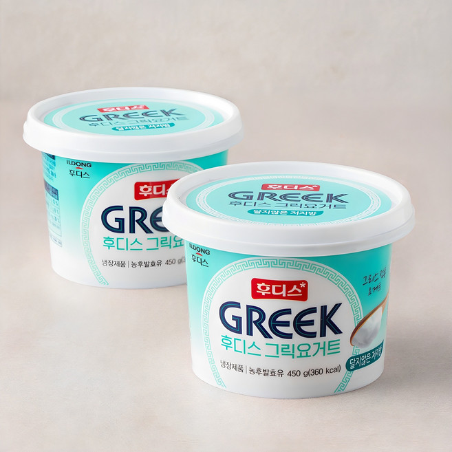 일동후디스 그릭 요거트 달지않은 저지방, 450g, 2개