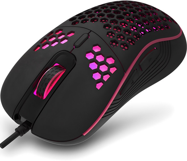 지클릭커 슈퍼히어로 에어 초경량 무소음 게이밍 유선 마우스, CT190, 블랙