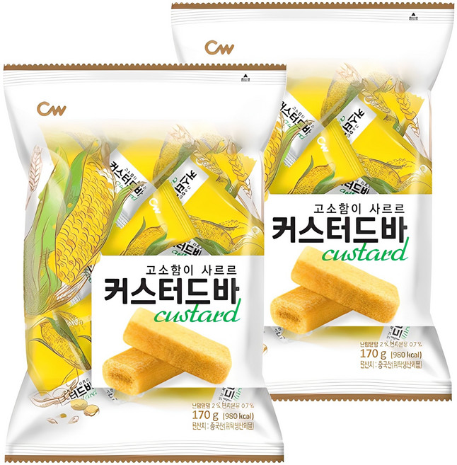 청우식품 커스터드바, 170g, 4개