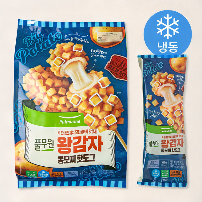 풀무원 왕감자 통모짜 핫도그 (냉동), 90g, 4개입, 1개