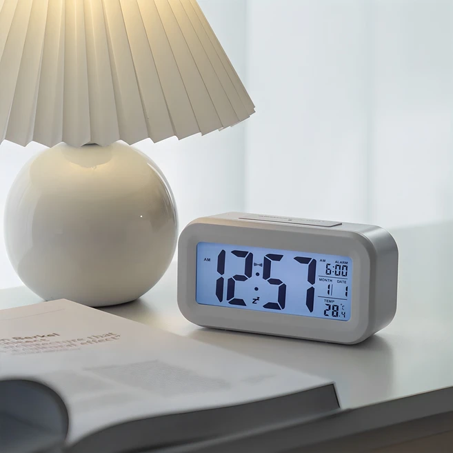 홈플래닛 디지털 탁상용 시계, 화이트 - 쿠팡