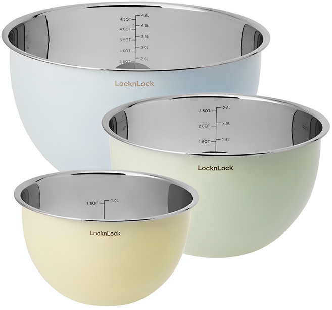 락앤락 스텐 컬러 믹싱볼 세트, 믹싱볼 3p, 1세트