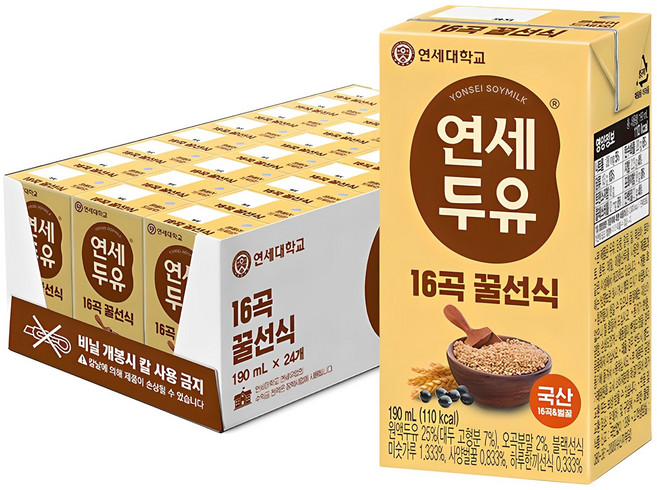 연세두유 16곡 꿀선식, 190ml, 24개