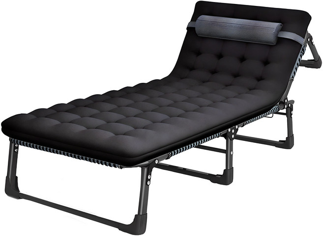 다퍼남 YATAK 접이식 침대 + 배게 + 쿠션 세트, 블랙(침대) + 스트라이프(배게) + 블랙(쿠션)