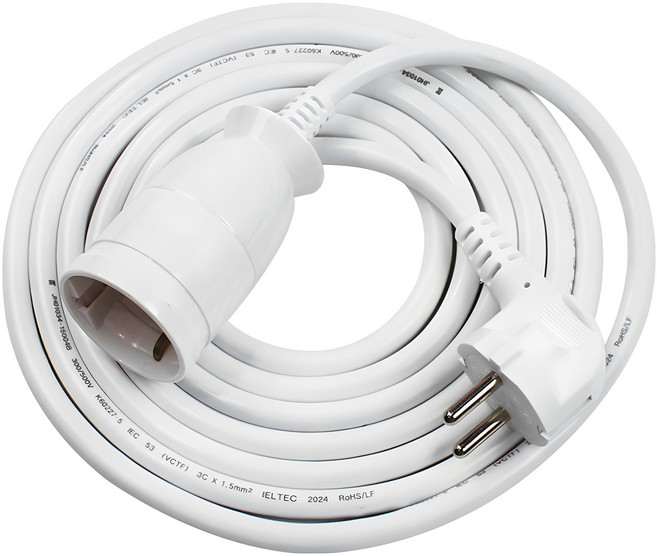 원스탑 고용량 1구 연장코드선 16A, 3m, 화이트, 1개