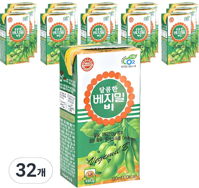 베지밀 달콤한 비 두유, 190ml, 32개
