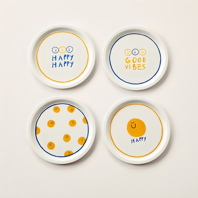 모던하우스 온 스마일 멜라민 접시 세트, 1세트, 접시 4p, 혼합색상